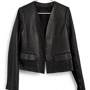 Bcbgmaxazria black cruz faux leather blazer jacket